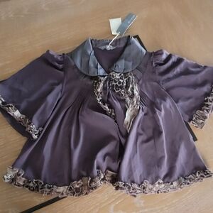 MM Couture Purple Blouse with Ruffle Trim